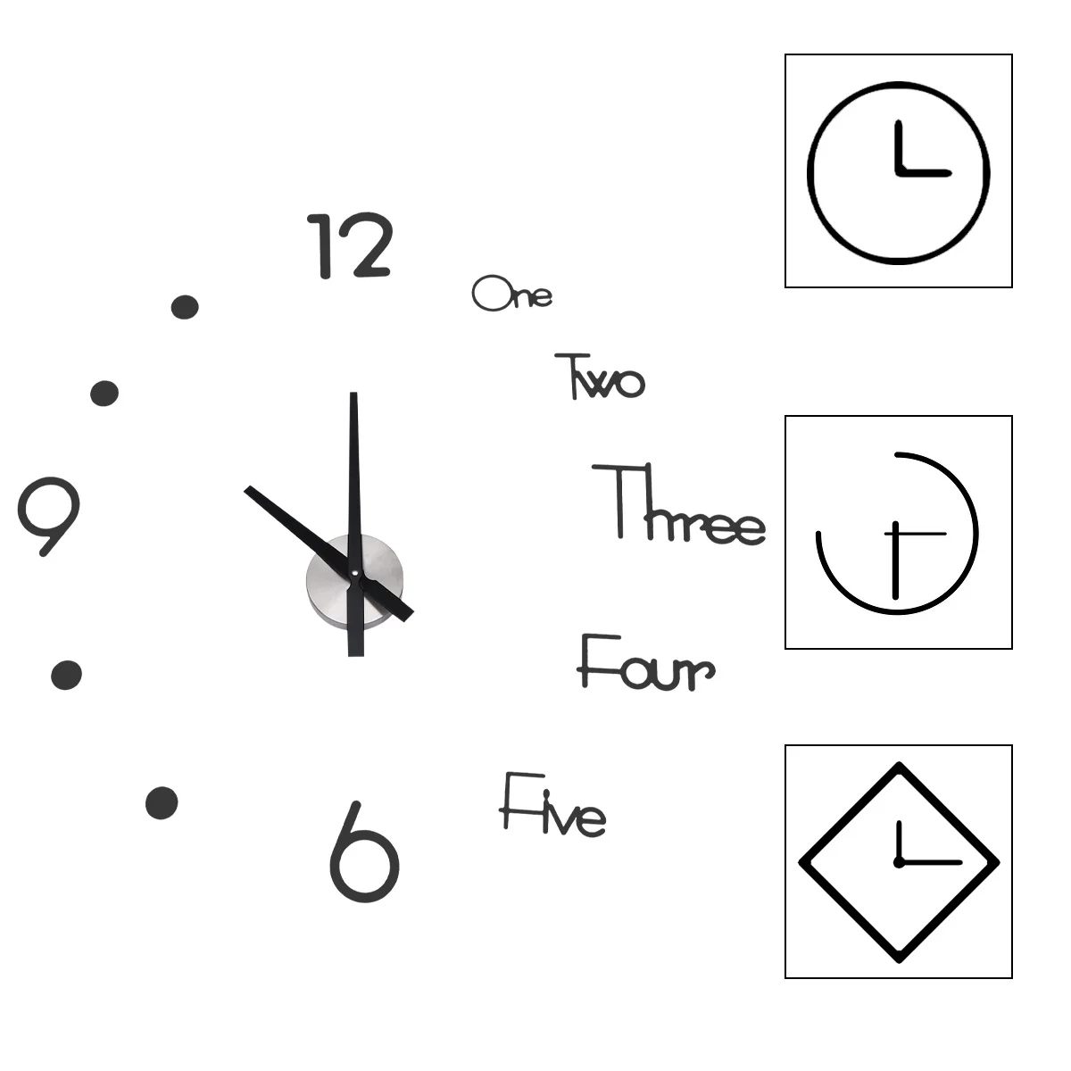 

Punch-free Wall Sticker Clock Modern Lattice Decorative Mirror Hanging for Office Living Room Bedroom Hotel Bar Home