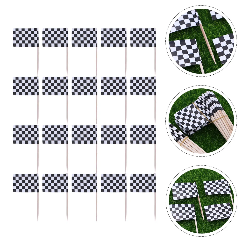 

200pcs Toothpick Flags Blank Paper Flags Wooden Sticks DIY Cake Cupcake Decor Dessert Topper Cocktail Picks Kitchen Bar
