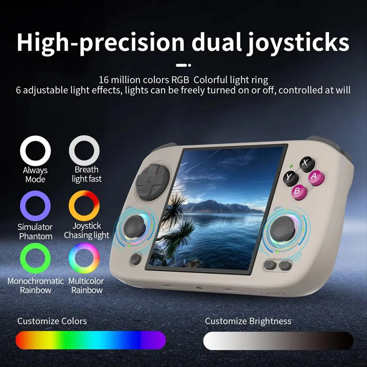 A14M RG CubeXX Retro Handheld Game Console 3.95 Inch IPS Screen 64 Bit Linux System with RGB Joystick -Support 32G Black