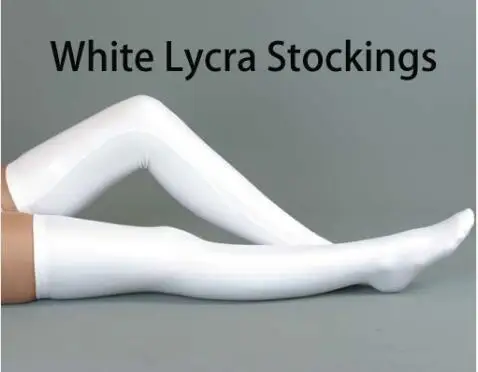 Livraison gratuite Zentai spandex unisexe blanc Spandex bas Cosplay Zentai chaussettes longues