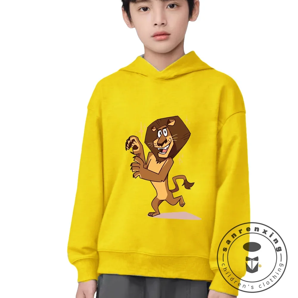 Children Madagascar Cartoon Hoodie Clothing Boys Girls Tops 3-12 Year Cute Printing Hoodie Spring Autumn Kid Pullover Sweatshirt