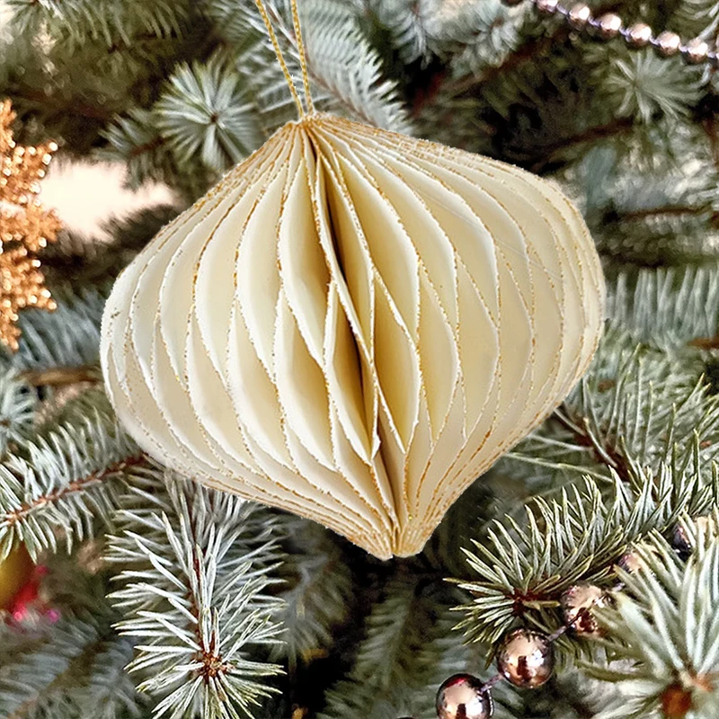 1/6pcs Xmas Tree Paper Honeycomb Hanging Pendant Creative Origami Lantern Ball Ornaments Wedding Baby Shower Home Party Decor