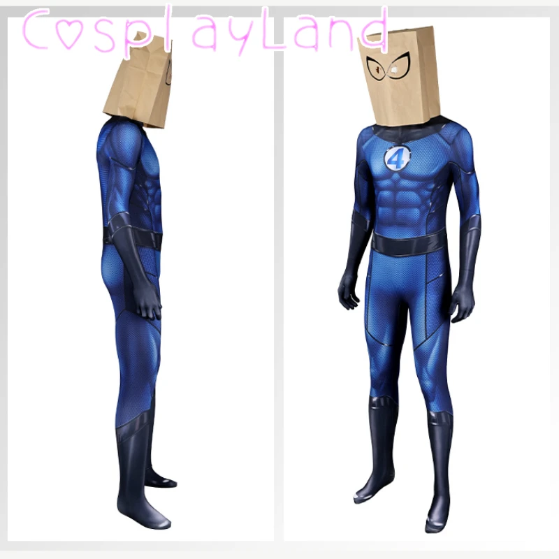 Super hore blaue Overall Maske Cosplay Kostüm Spandex Zentai Bodysuit Halloween Party Karneval Kostüme Mann Anzug hohe Qualität