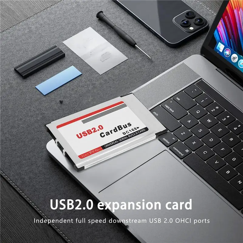 L62APCMCIA to USB 2.0 CardBus Dual 2 Port 480M Card Adapter for Laptop PC Computer