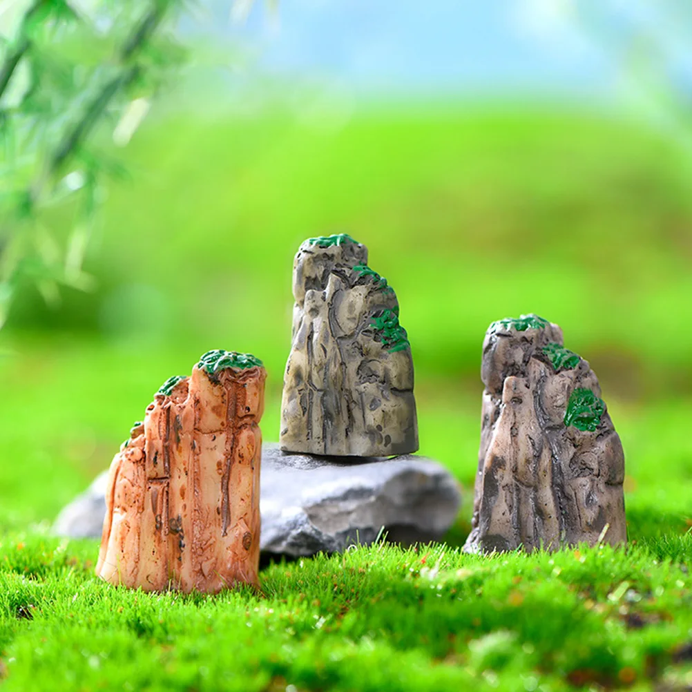 

3pcs Mini Resin Decor Bonsai Fake Mountain Model Fish Tank Aquarium Moss Micro Landscape Ornaments Indoor Bonsai Mountain