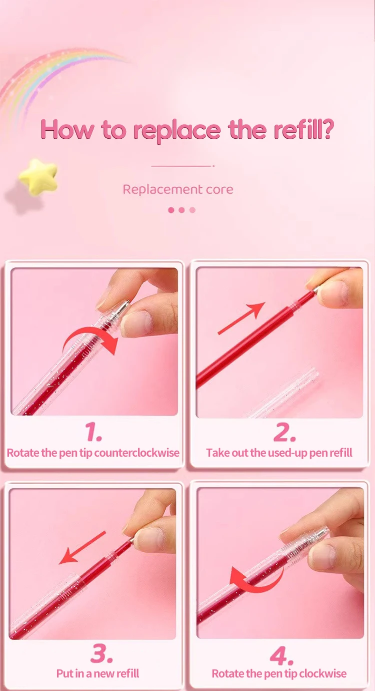 8/12/18/24/36/48 Farben Flash Stifte/Einziehbare Glitter Gel Stifte Handschrift Stifte für Schreiben Notizen Kunst Färbung Zeichnung DIY – Detail 8