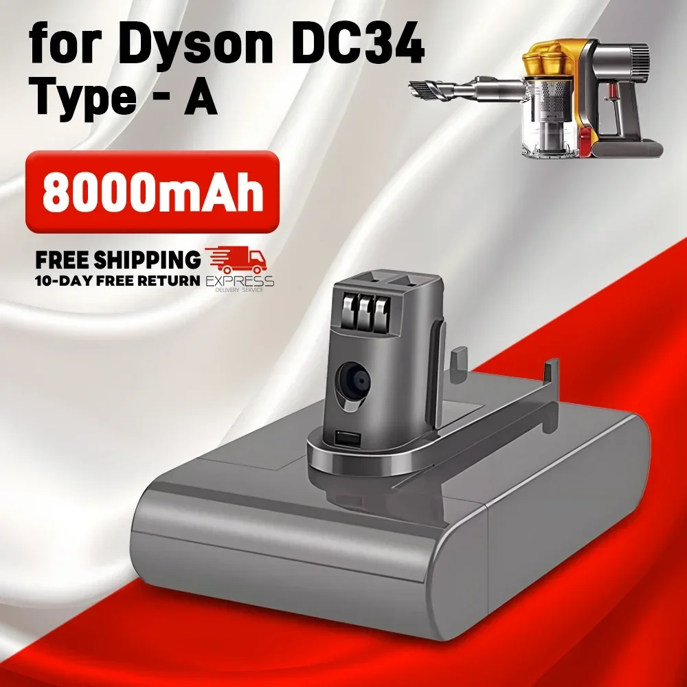 

NEW (Type A) 22.2V 8000mAh Li-ion Vacuum Battery for Dyson DC35, DC45 DC31, DC34, DC44, DC31 Animal, DC35 Animal,917083-01