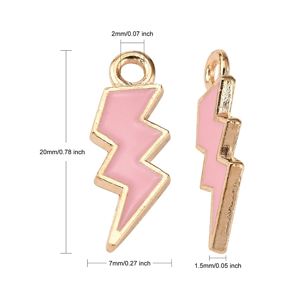 PandaHall 100 Stück Emaille-Blitzanhänger Bunte Blitzform-Charms Himmlische Donner-Charms für Schmuckherstellung – Detail 35