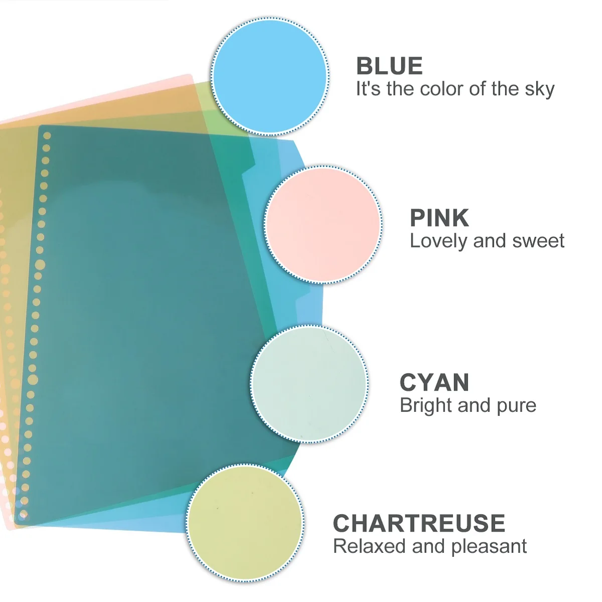 

5Sets Environmental PP Page Dividers Binder Dividers Colored Insertable Tabs for Office School Documents Insertable Tab