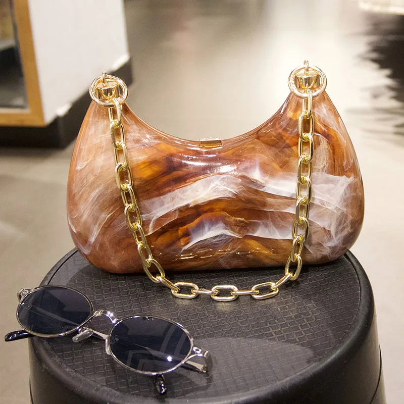 

Luxury Design Acrylic Women's Bag Chain Handbag 2025 New Fashionable Versatile Shoulder Bag Dinner Bag
