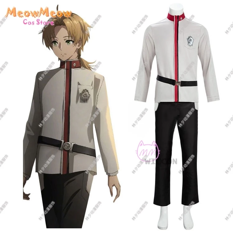 Anime S2c1 Mushoku Rudeus Greyrat Cosplay Costume Wig Tensei Cosplay Uniforms Top Pants Suit Halloween Party Men Roleplay Outfit