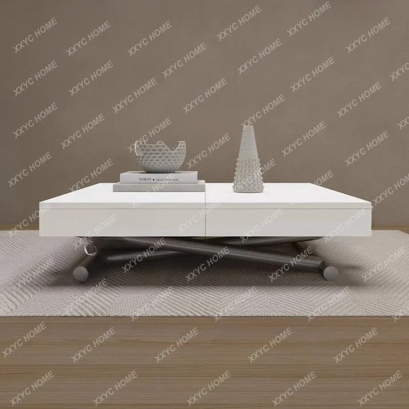 L Lifting And Retractable Coffee Table Becomes An Integrated Dining Table, Dual-purpose Movable Folding And Pulling