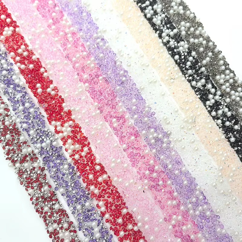 

Rhinestone Trim Ribbon 12mm Self Adhesive Glitter Resin Crystal Strip Diamond Chain Tape DIY Wedding Dress Belt Craft Decoration