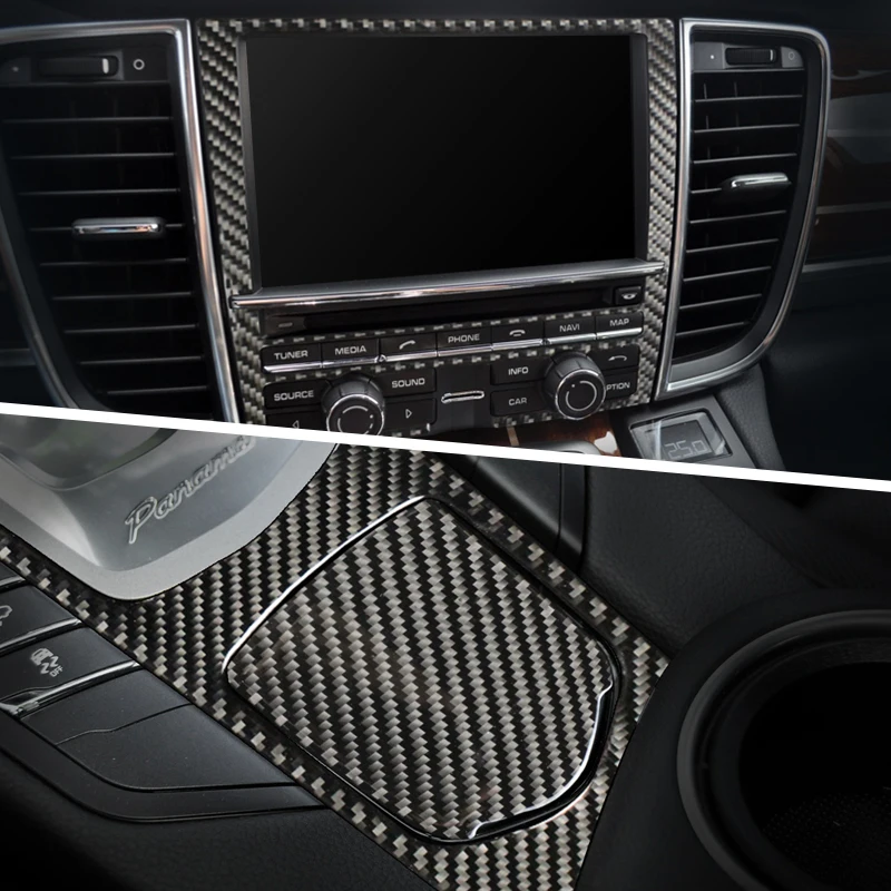 Interior Stickers Car Styling For Porsche Panamera 970 Carbon Fiber Sticker Console Gearshift Frame Decorative Cover Trim Strips