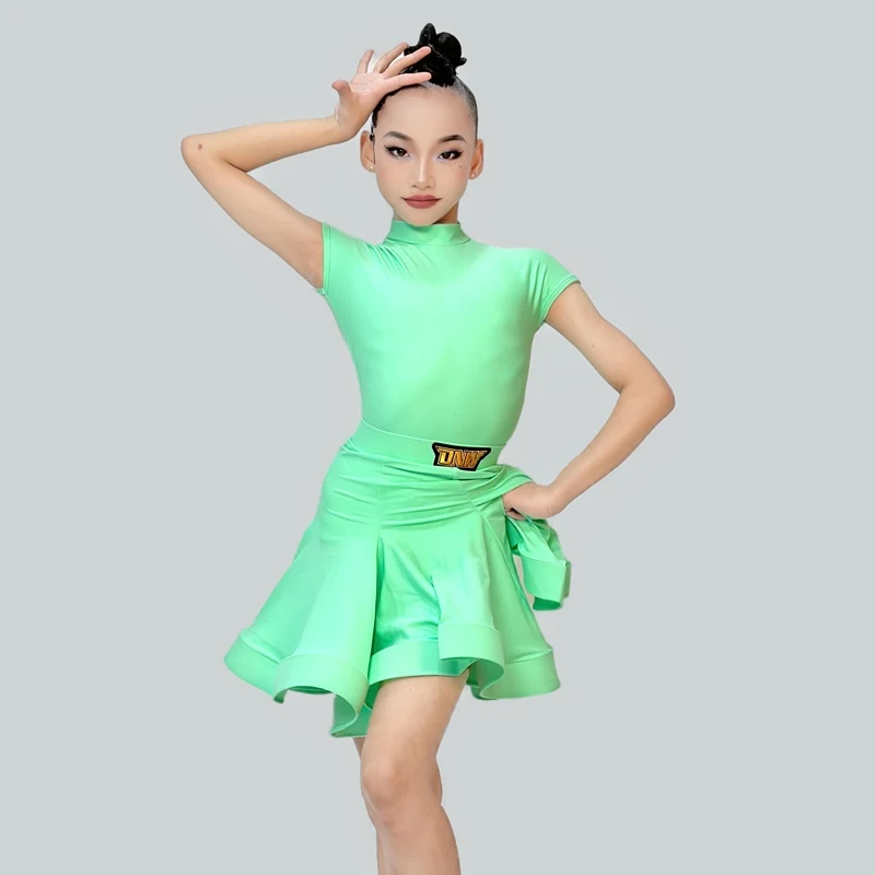 Fashion Children\'S National Standard Ballroom Dance Dresses Girls Short Sleeves Samba Latin Dance Competition Costumes SL10639