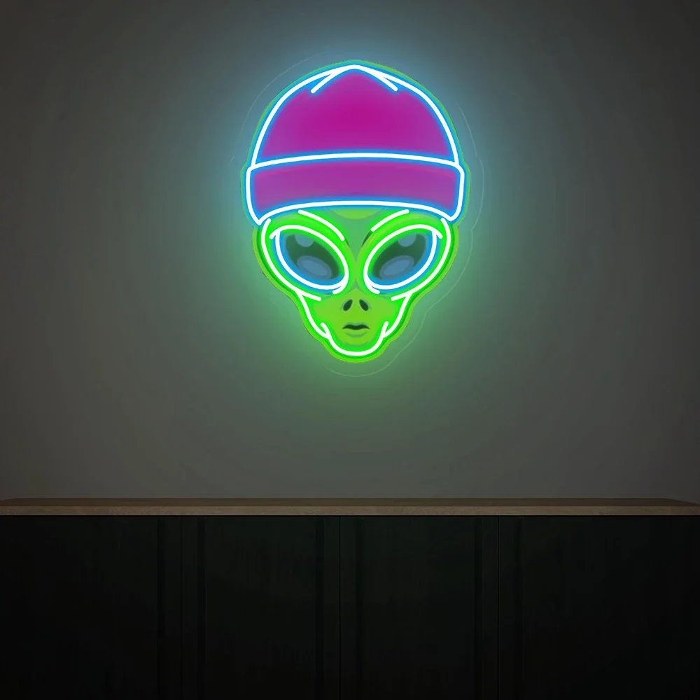 Cartoon Anime Led Neon UFO Alien Light Sign Handmade Bedroom Kids Room Decor Game Room Wall Decor Neon Light Personalized Gifts