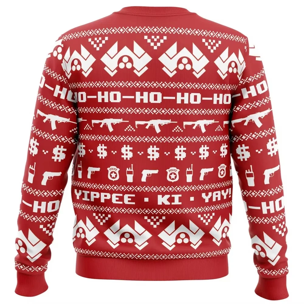 McClane Autumn Winter Die Hard Men's Ugly Christmas Sweater Holiday Gift Festive Apparal Plus Size Comfortable Casual Sweatshirt