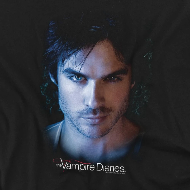 The Vampire Diaries Damon Ian Somerhalder T-Shirt Schwarz Herren T-Shirt 2026 Sommer Neues Damen Vintage T-Shirt – Detail 4