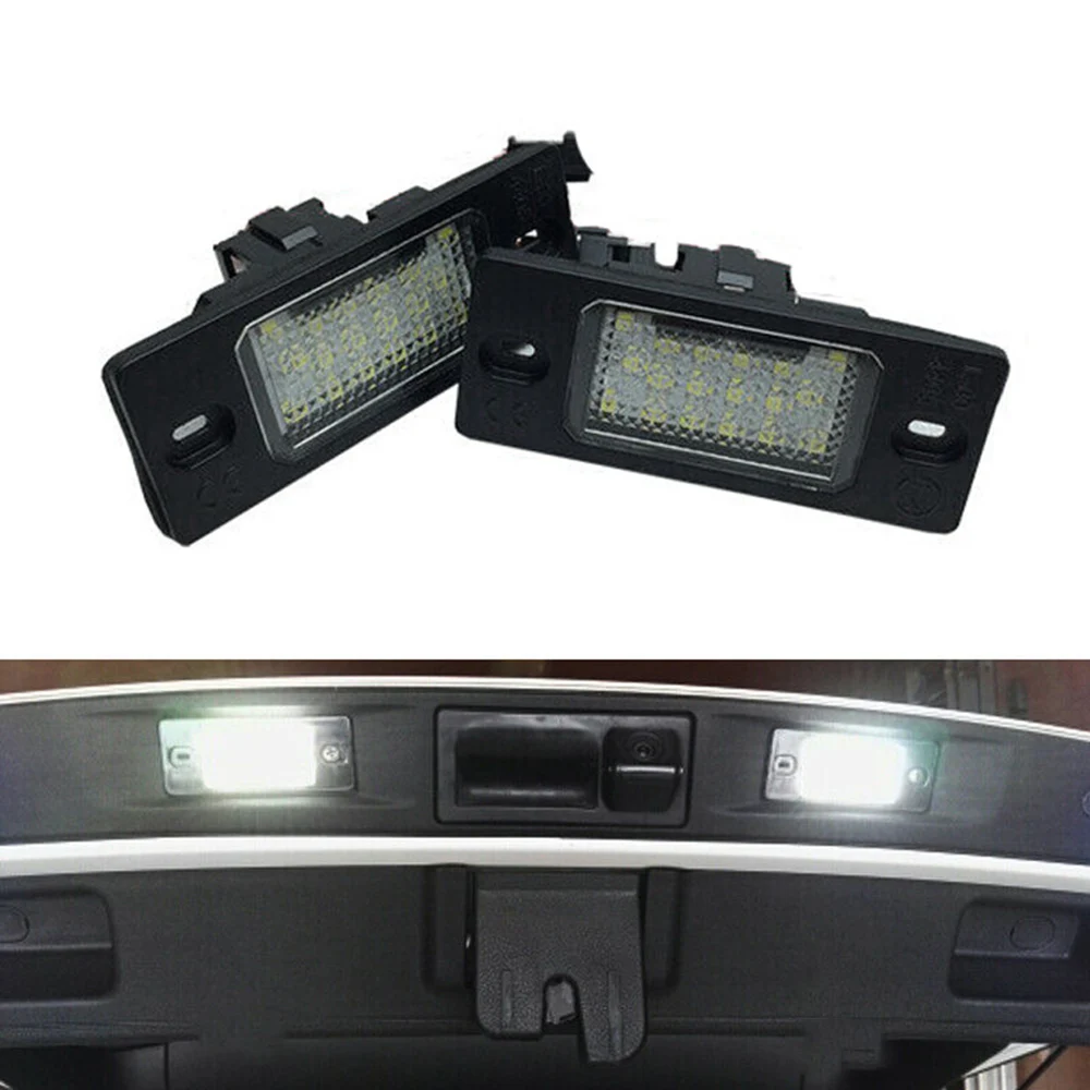 2szt Samochodowe oświetlenie tablicy rejestracyjnej 18-SMD CANBUS do Skody Fabia MK1 6Y 6Y 0943021   Białe oświetlenie tablicy rejestracyjnej LED o wartości 6500 K bez błędów