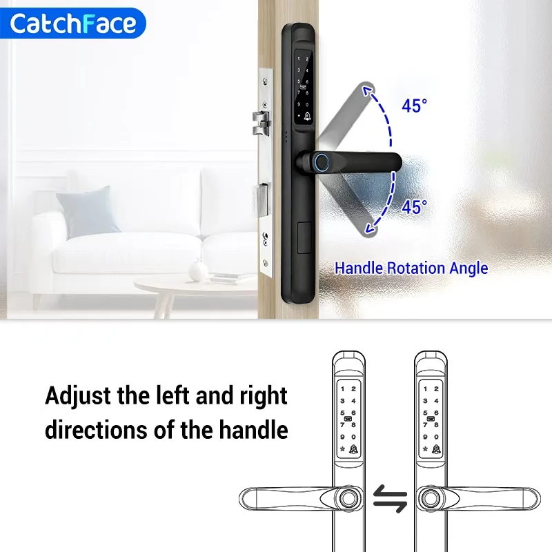 92/85mm Waterproof Fingerprint TTLock Bluetooth APP RFID Card Code Keyless Electronic Smart Door Lock Aluminum/Glass Sliding