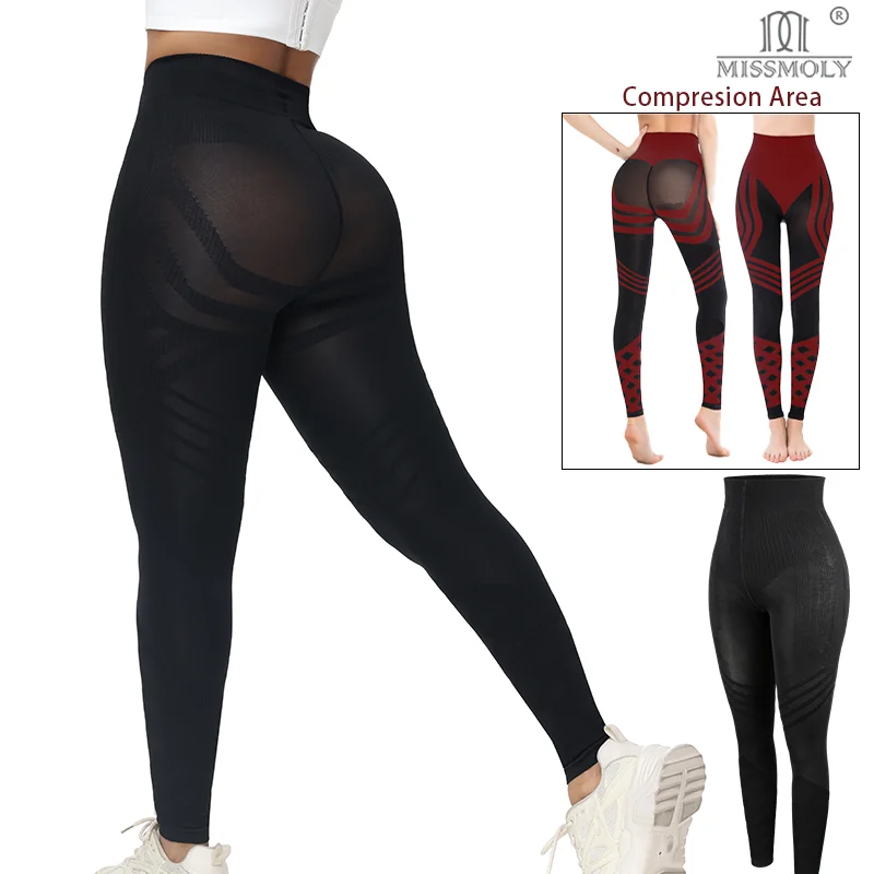 Miss Moly Frauen Hohe Taille Legging Streifen Kompression Shapewear Höschen Sexy Abnehmen Butt Lifter Bauch-steuer Body Shaper