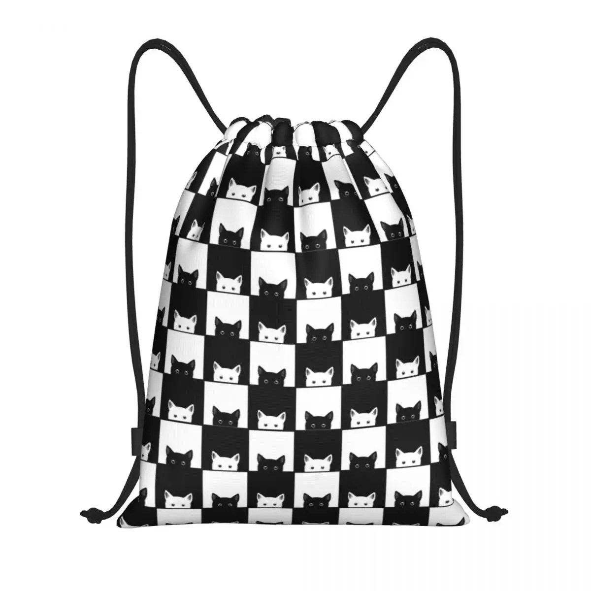 مخصص مضحك الشطرنج الشطرنج القطط الرباط حقيبة للتدريب اليوغا حقائب الظهر النساء الرجال متقلب القطط الرياضة الصالة الرياضية Sackpack #1