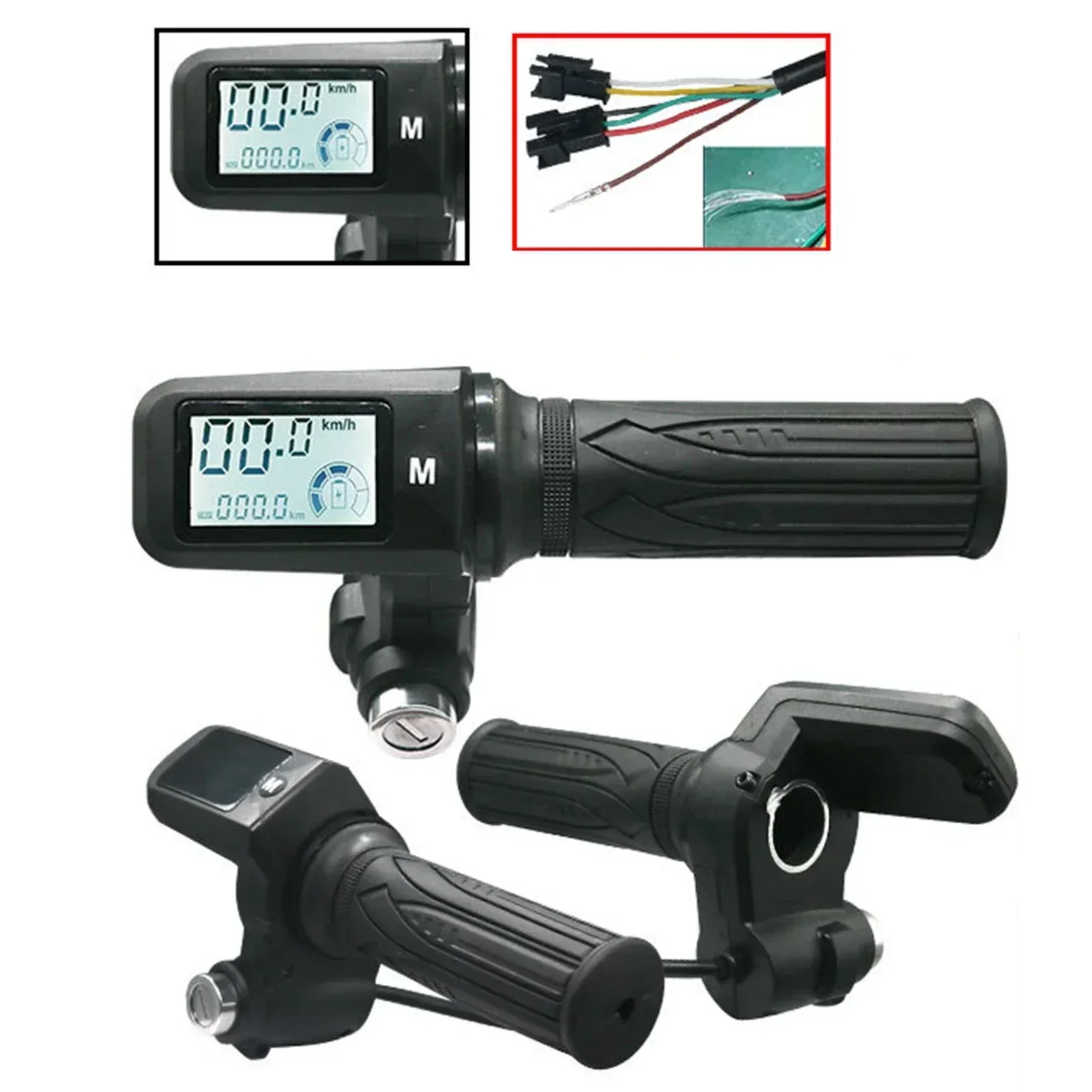 1pair E-Bike Throttle Handlebar 24V-72V Electric Scooter Tricycle Bicycle Grip Handlebar LED Display Practical Cycling Accessory