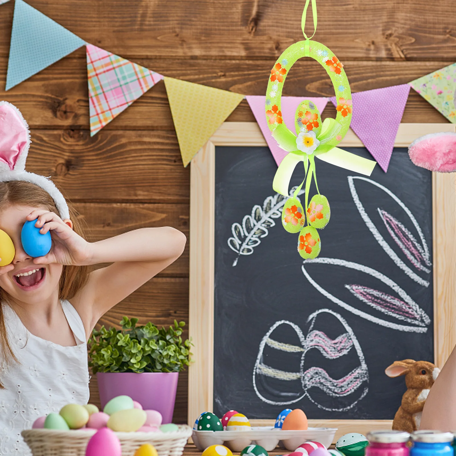 

Easter Egg Wreath Unique Creative Hanging Decoration Home Office Party Prop Decorative Easter Pendant Layout Props