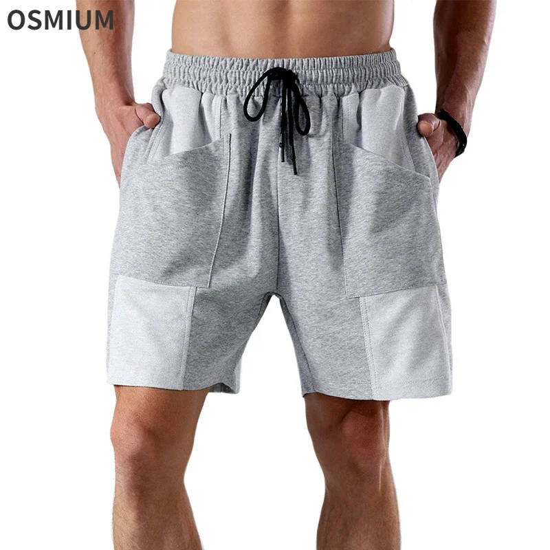 Summer Men Sports Shorts Fashion Loose Plus Size Straight Terry Cloth Shorts Grey Multi Pocket Running Short Pants Boys 3xl