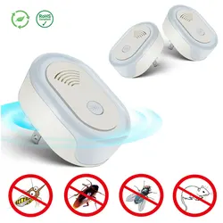 Repelente de mosquitos ultrasónico electrónico con luz nocturna, repelente de mosquitos, cucaracha de ratón, Mata moscas electrónico