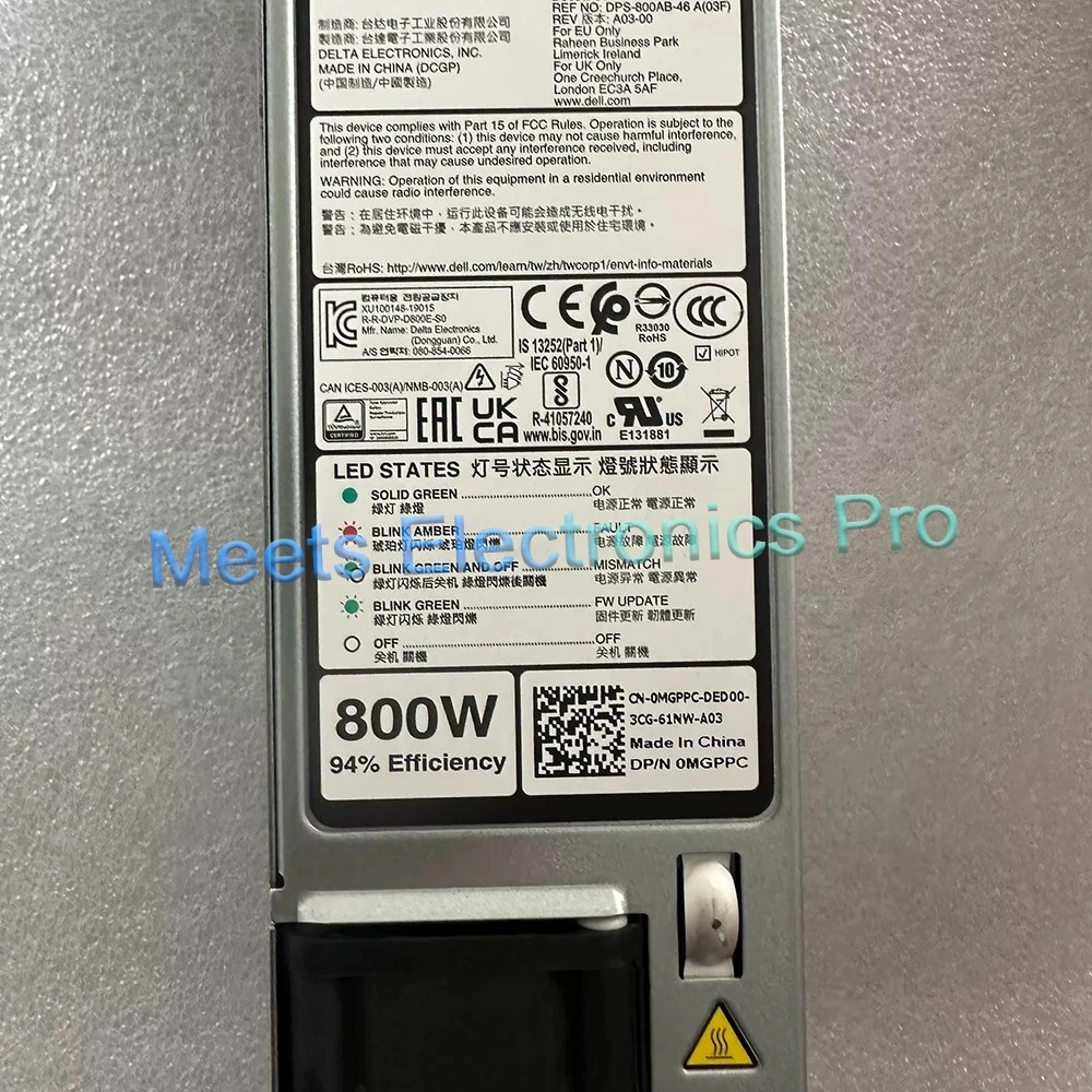 1 CPS MGPPC /R450/R750/R650/R750XS 800W C8T2P MGPPC L800E-S0 D800E-S0 Power Supply