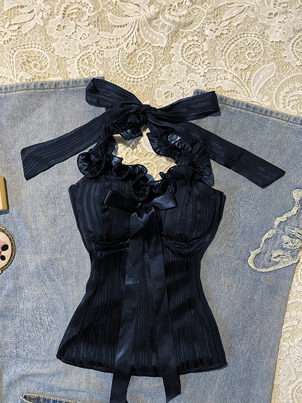 

Original Knot Strap Women's Top Hanging Ne Tie Summer 2025 Spicy Girl Cotton Blend Slim Fit Vest Strap