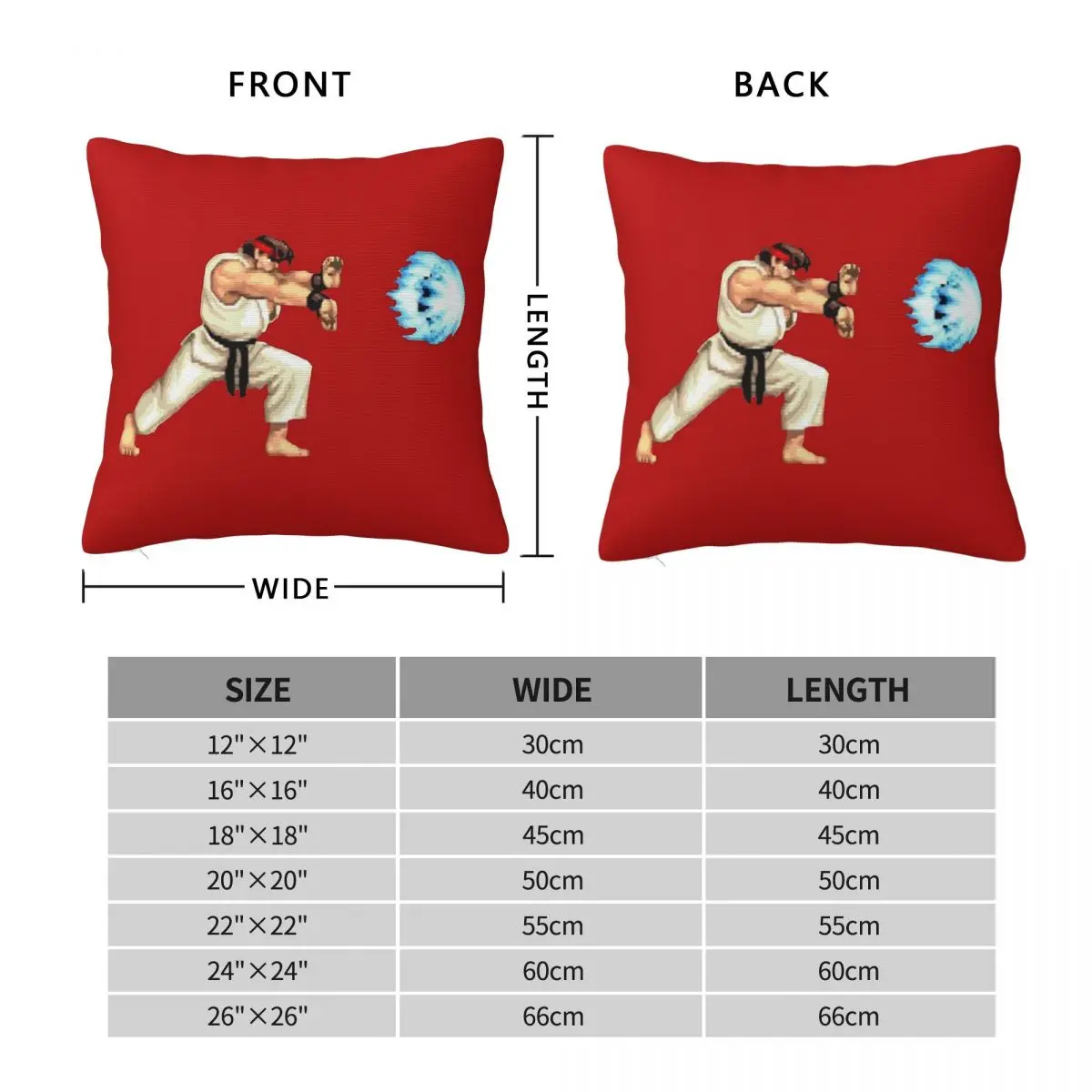 Street Fighter Ryu Hadouken Square Pillowcase Polyester Linen Velvet Creative Zip Decorative Home Cushion Cover