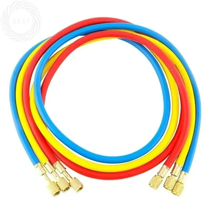 3Pcs Color Coded AC Charging Hose 0.9-1.8M Low Loss Refrigerant Tube for R12 R22 R134A Air Condition Manifold Gauge Tool Kit·