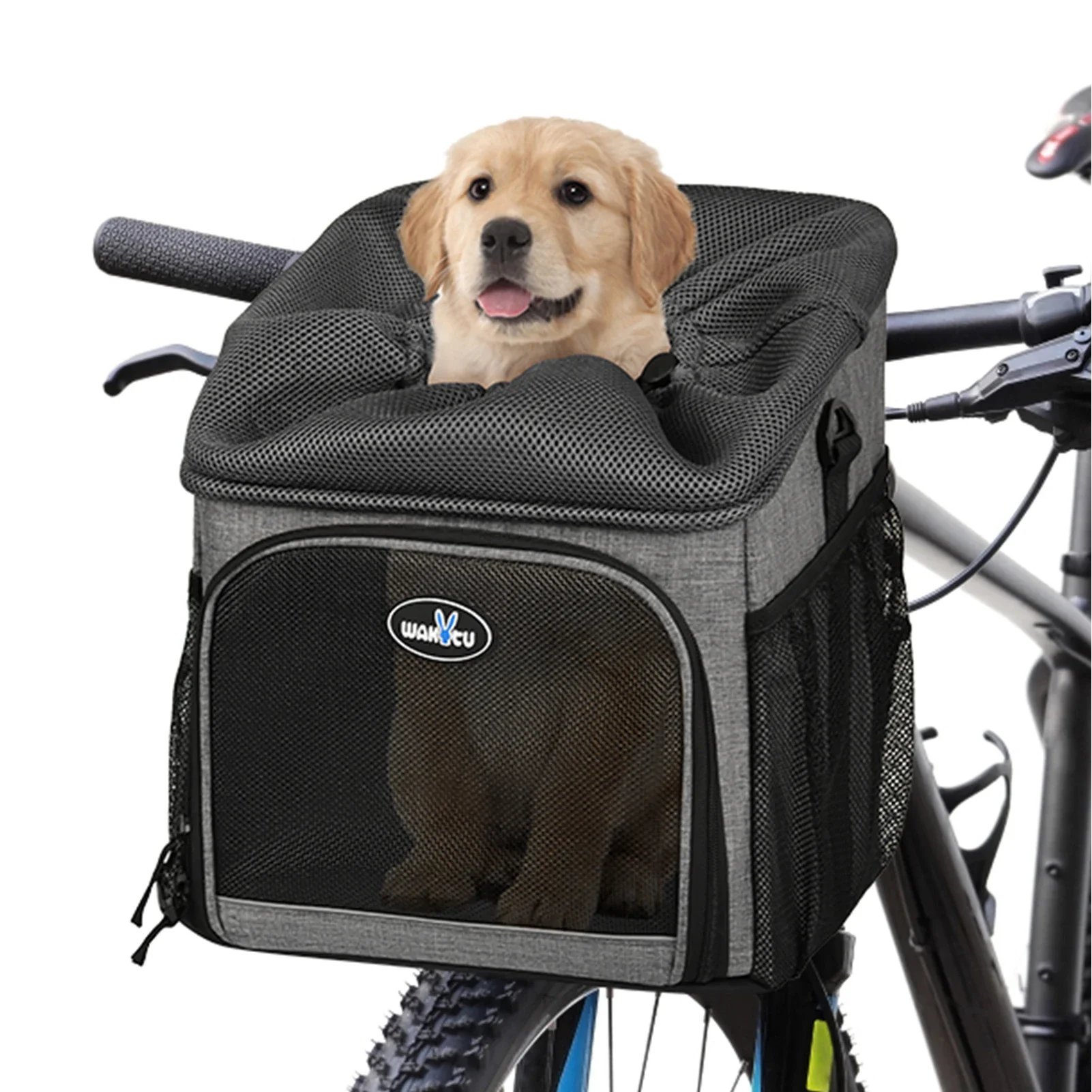 

Foldable Pet Bicycle Carrier Backpack, Dog Bike Basket, Removable