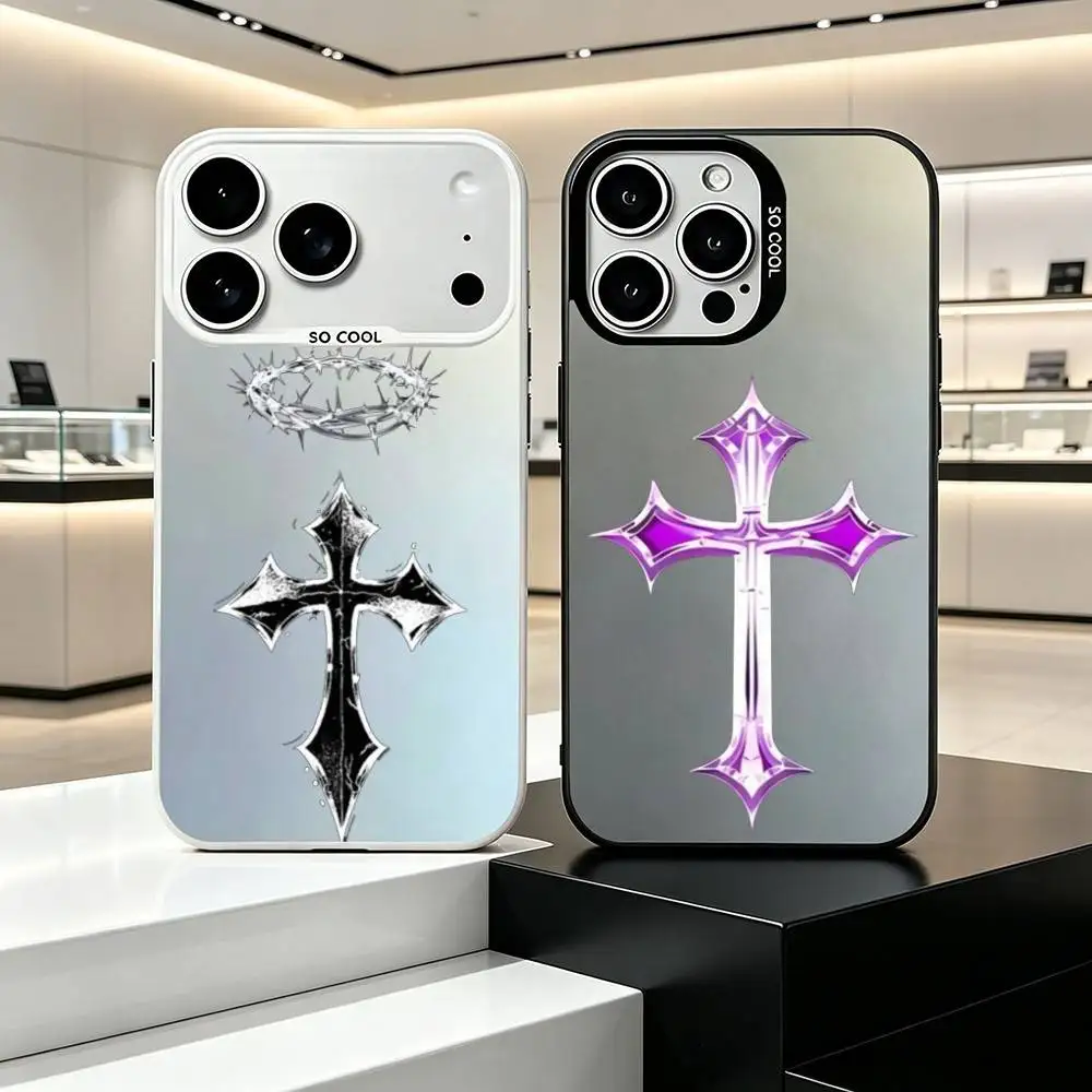 Cross Crucifix Jesus  Phone Case For iPhone18 17,16,15,14,13,12,11 Plus,Pro Max,XS,Colorful Silver Black Cover Gift