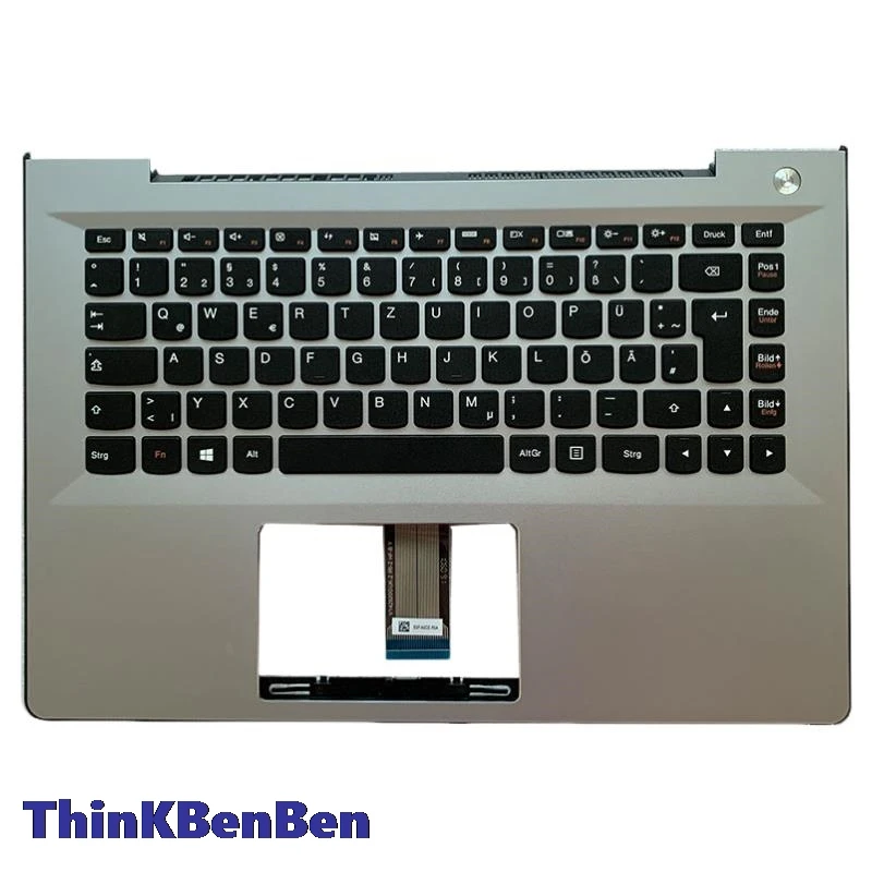 

DE Немецкая Серебряная клавиатура верхний корпус Подставка для рук чехол для Lenovo Ideapad 300S 500S 14 14ISK U41 S41 5CB0J33035