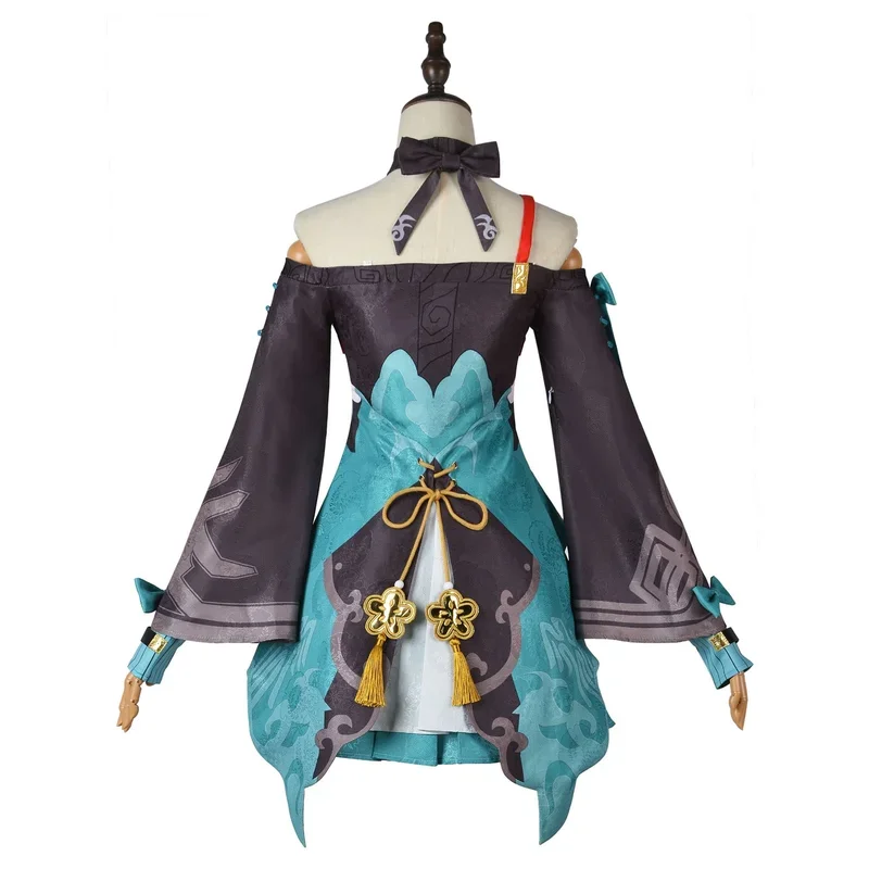Honkai Star Rail Qingque disfraz de Cosplay para mujer, conjunto completo de vestido de estilo Sexy Con peluca, uniforme de fiesta de Halloween, traje de cómic