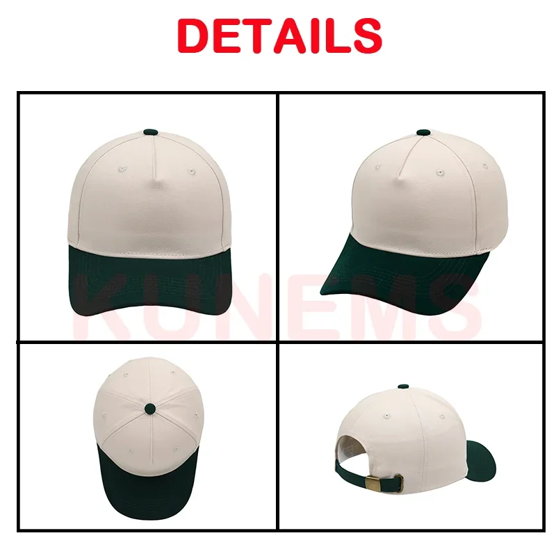 KUNEMS Custom 5-Panel Baseball Hat Unisex Patchwork Cotton Cap Letter Embroider Brand Design DIY Print Sun Hat Wholesale