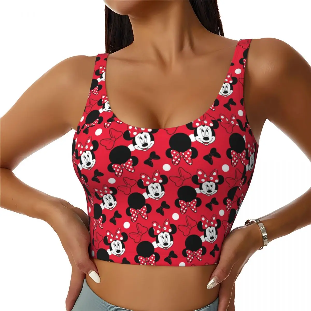 

Custom Mickey Mouse Minnie Red Bow Yoga Shirts Women Athletic Gym Tank Tops