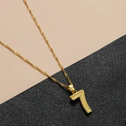 QIAMNI Fashion Angel Number Seven Lucky Numbers 7 Pendant Necklace Charms Jewelry for Men Women Choker Collar Birthday Gift