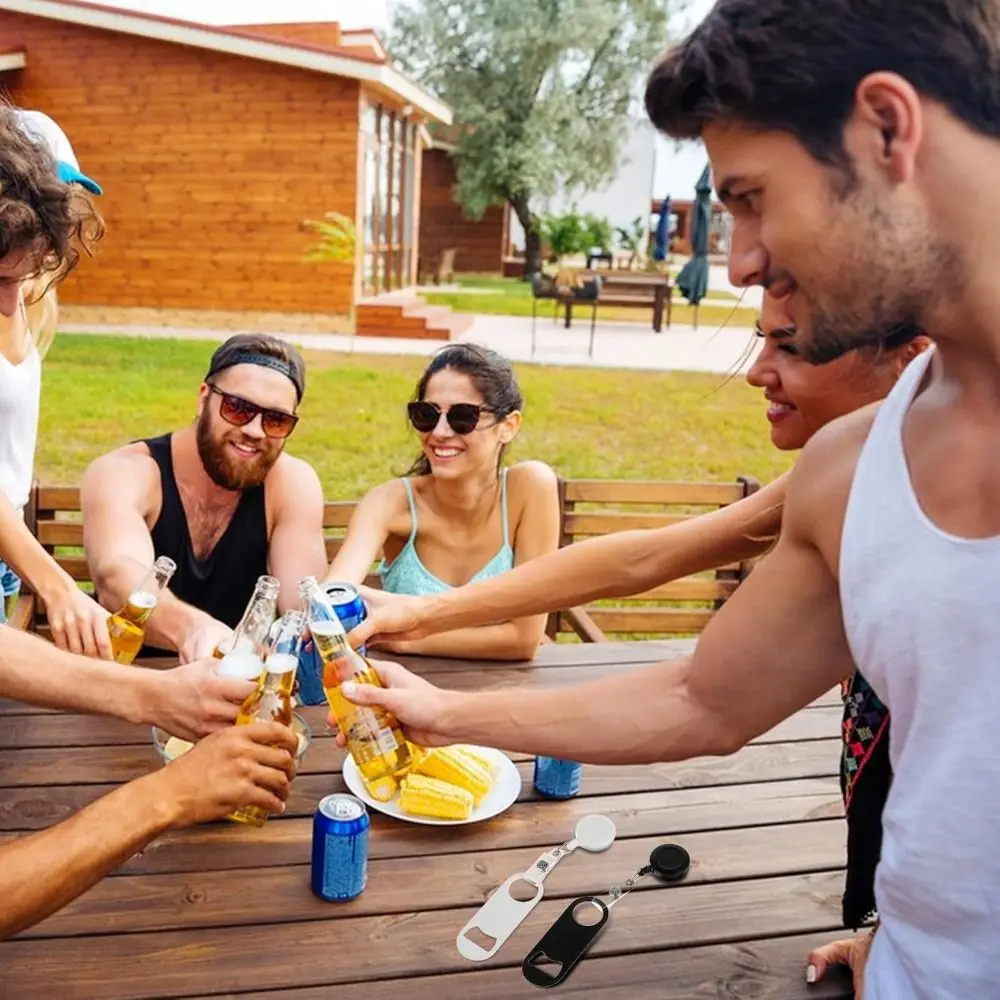 

NEW Retractable Bottle Opener Stainless Steel 360° Rotating Badge Clips Holder Multi-Purpose Bartender Opener Anniversary