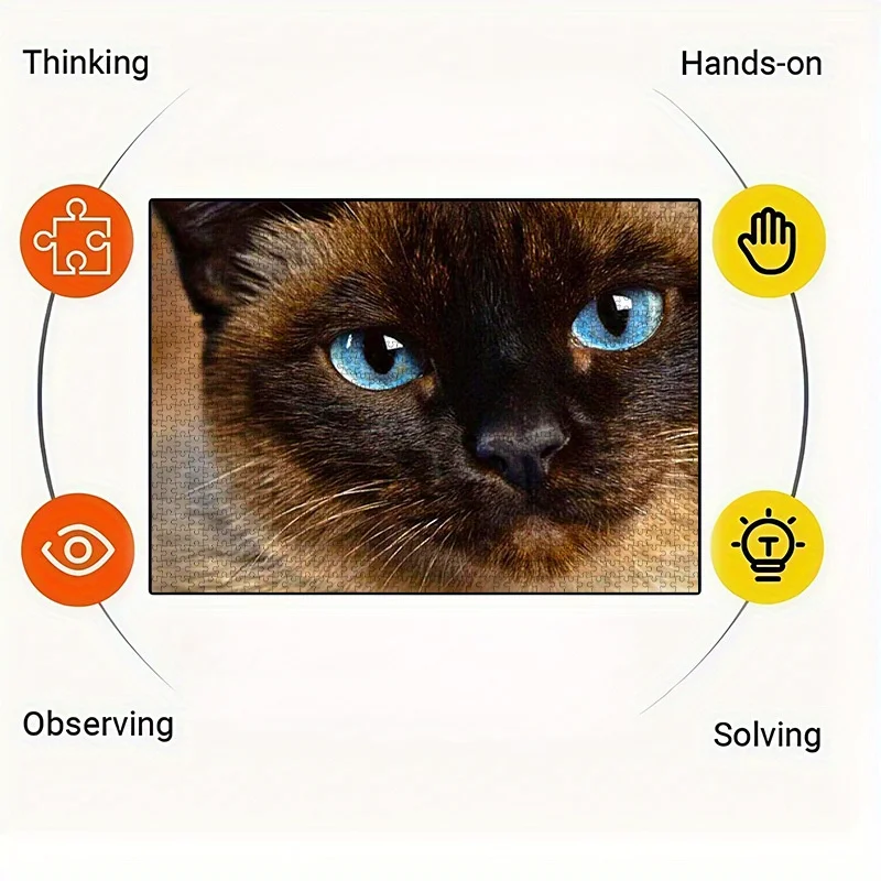 놀라운 파란 눈을 가진 고양이 클로즈업 장면 직소 퍼즐 성인 애완 동물 테마 지적 게임 홈 레저 장식 퍼즐 장난감
