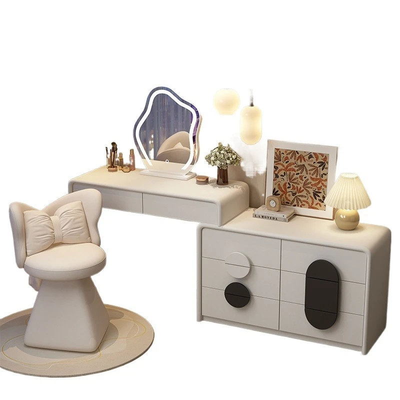 

Cream wind dresser bedroom modern simple storage cabinet chest integrated solid wood makeup table end of bed