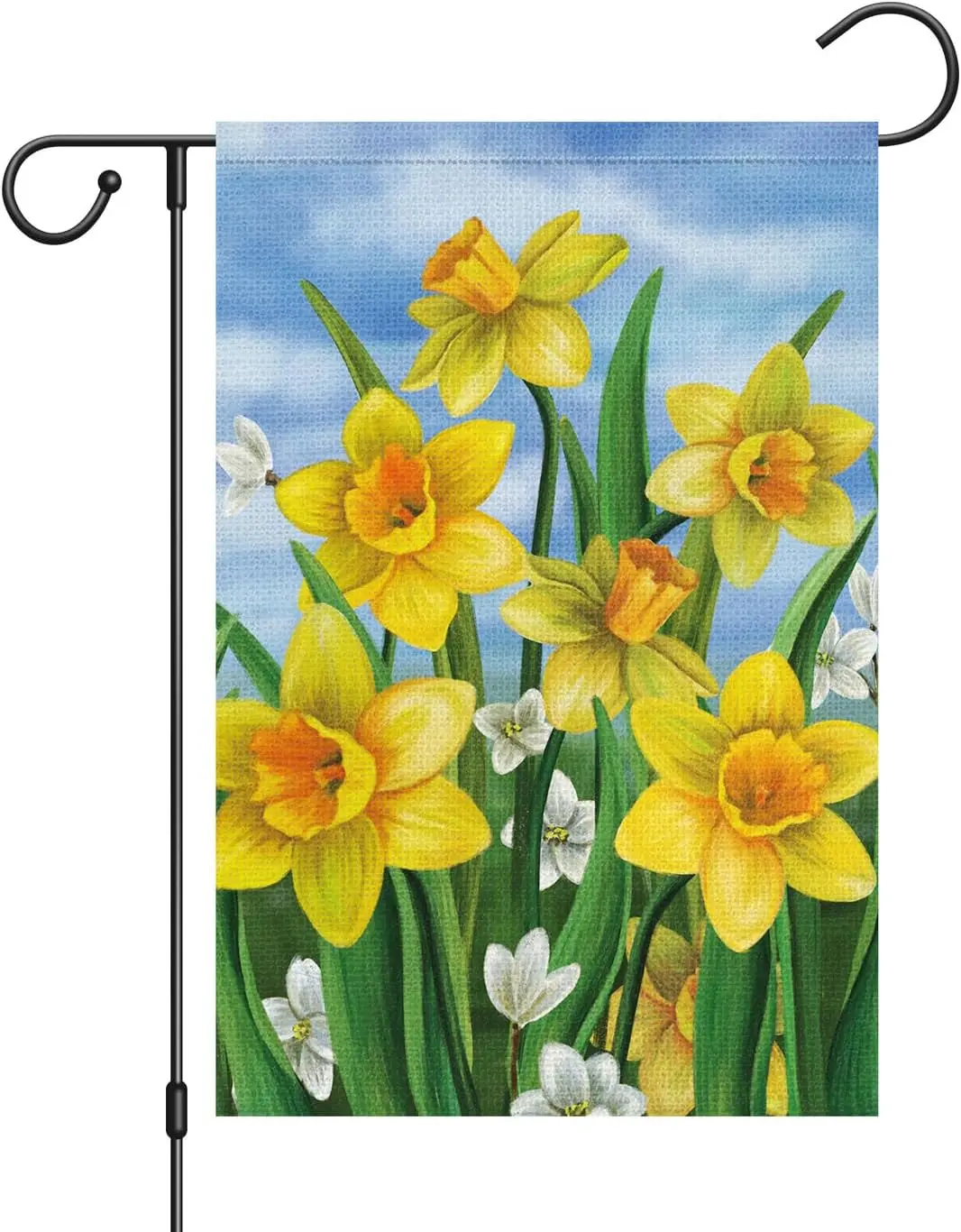 Louise Maelys Welcome Spring Summer Garden Flag 12x18 Double Sided Vertical, Burlap Small Daffodil Floral Flower Garden Yard Hou