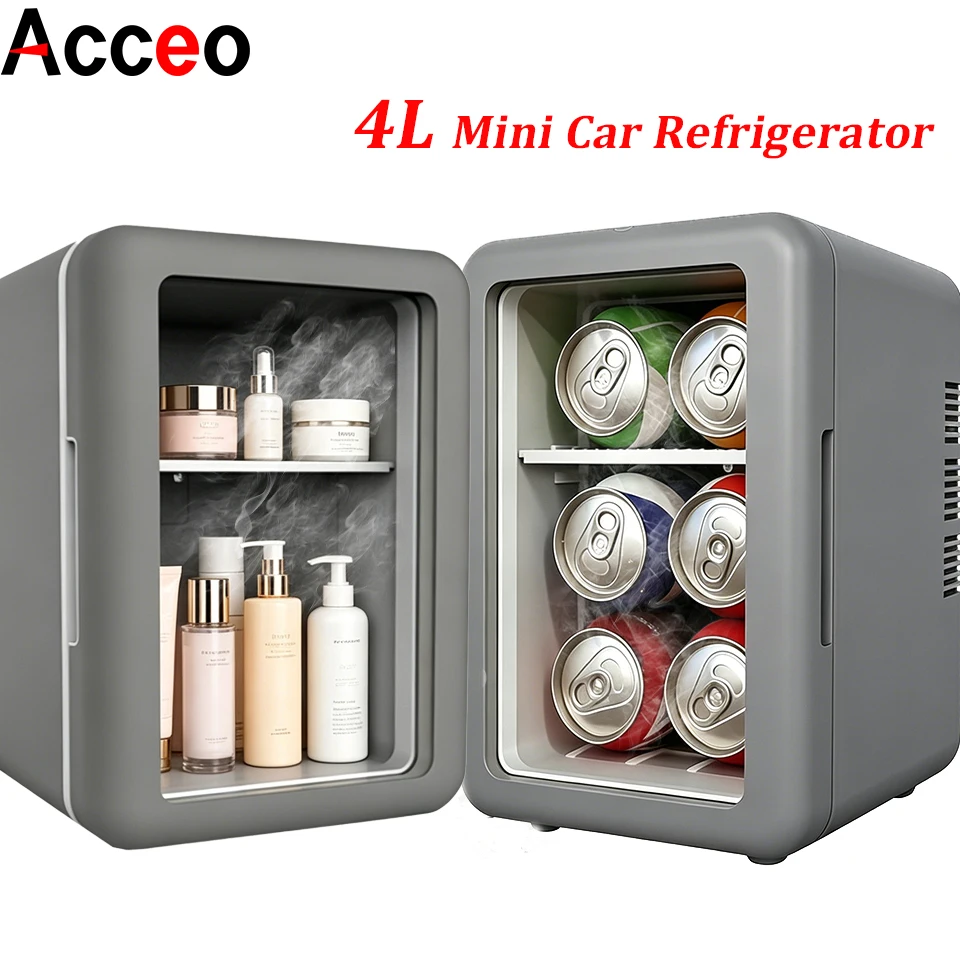 

4L Mini Beauty Refrigerator Car Home Dual-Use Portable Outdoor Refrigerated Beverage 12V Car Refrigerator