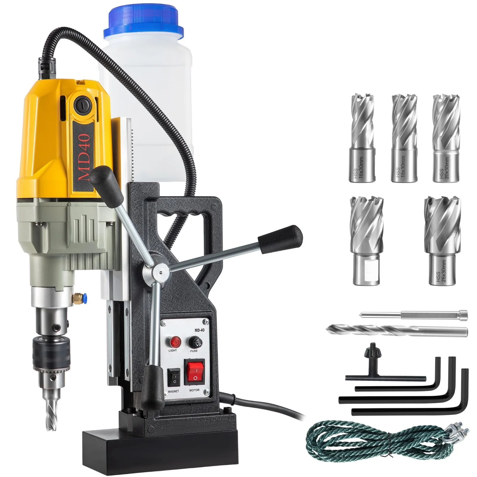 

Electric Magnetic Drill Press Mag Drill Press Electric Magnetic Drill 1100W 1.57" Max Diameter w/ 7 Bits MD40