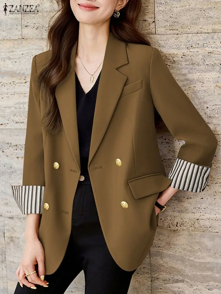 

Модные женские пиджаки, куртки ZANZEA, стильная верхняя одежда OL, элегантный пиджак с лацканами и длинными рукавами, повседневные пуховые пальто на пуговицах