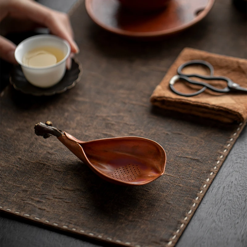 ZAEYORIA handmade purple Copper Petal Tea Strainer, Leaf And Residue Filter, Simple Household Separator, Ceremony Accessories