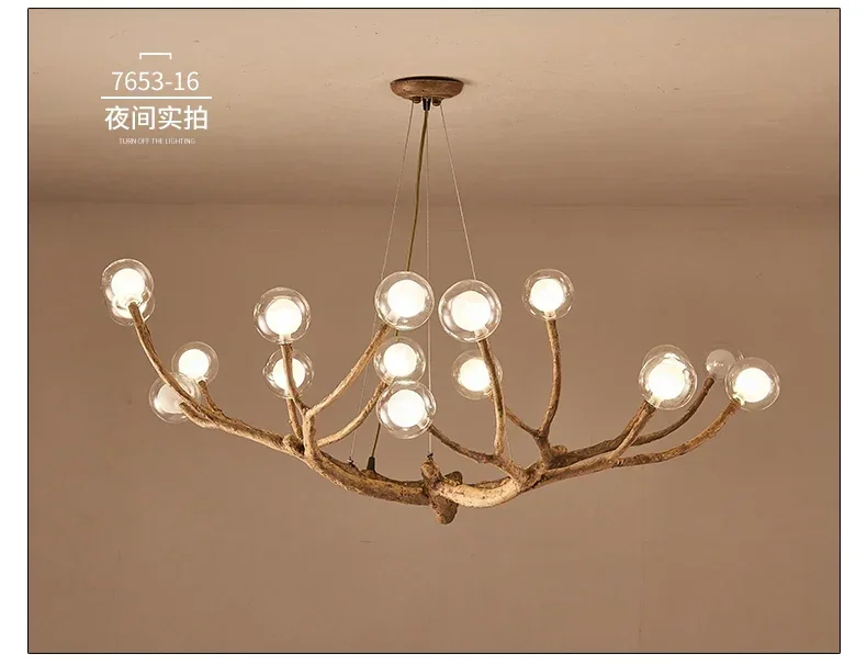 Nordic Personality Creative Bedroom Dining Room Lamp Glass Ball Molecular Branch Chandelier Modern Minimalist Living Room Magic